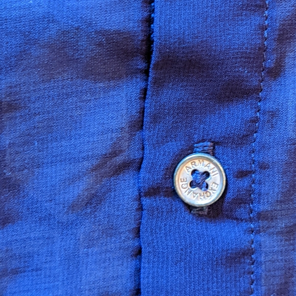 A/X Armani Exchange Geometric Print Solid Sheer Back Button-up Blouse XXS/XS - Picture 4 of 5